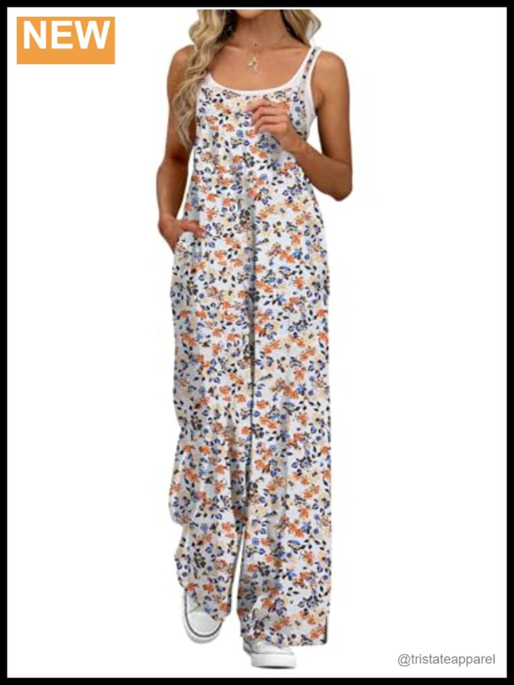 Wide Leg Jumpsuit Adjustable Spaghetti Strap Overalls with Pockets